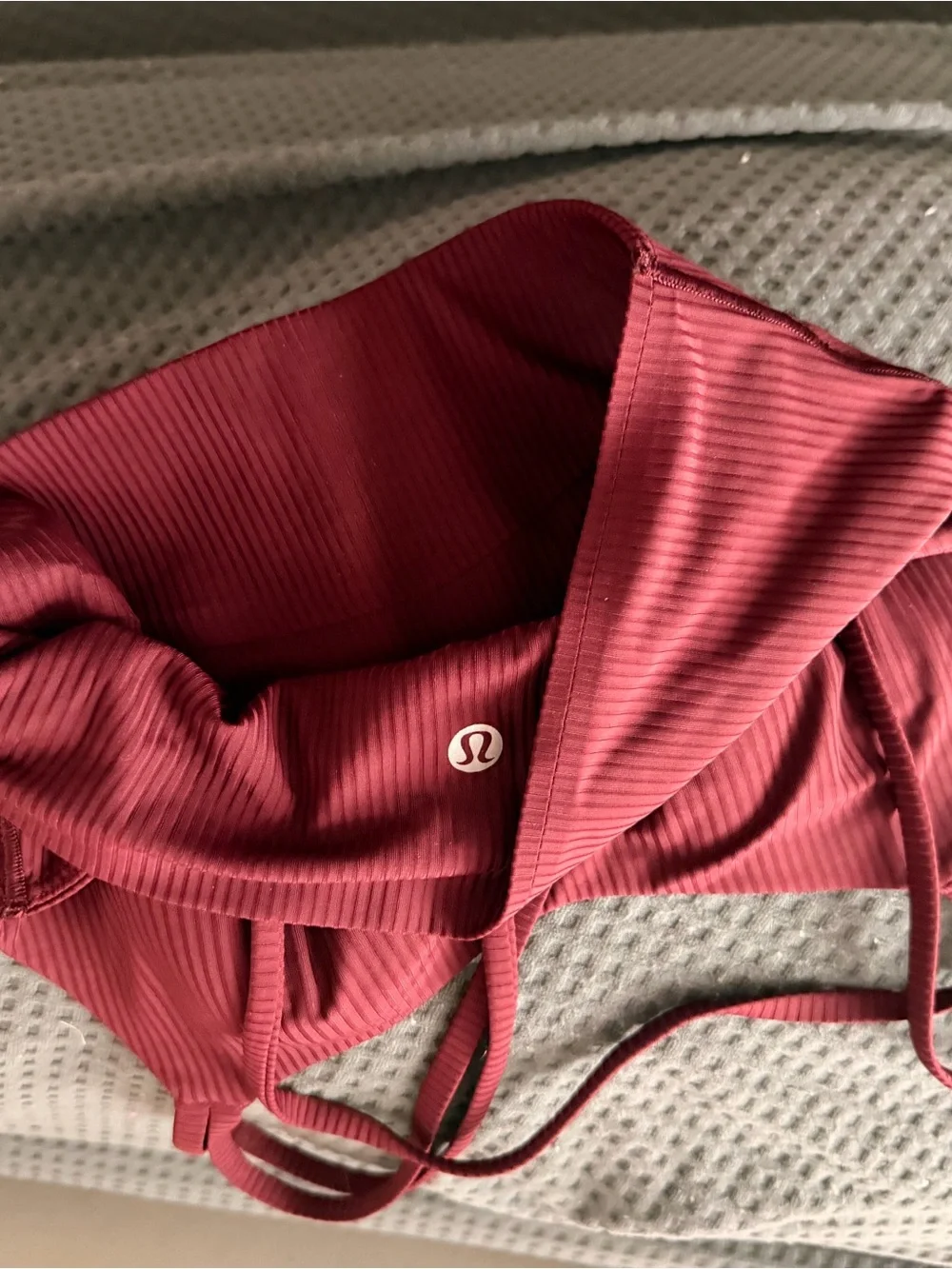 lululemon athletica Ribbed Burgundy Sports Bra with Drawstring Straps
